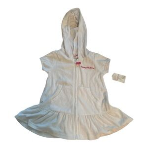 Tommy Bahama White Hooded swimsuit cover-up with Pink Embroidery 12 months